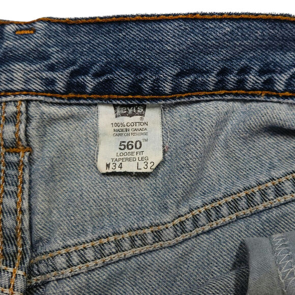 Levi’s 560 Comfort-Fit Taper Jean W34 L32 Dark Stonewash Loose Baggy Y2K Vintage - Picture 6 of 10